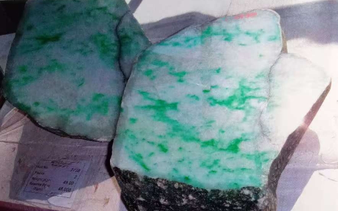 图24 斑状色形,绿色呈花斑状稀疏分布在地子中