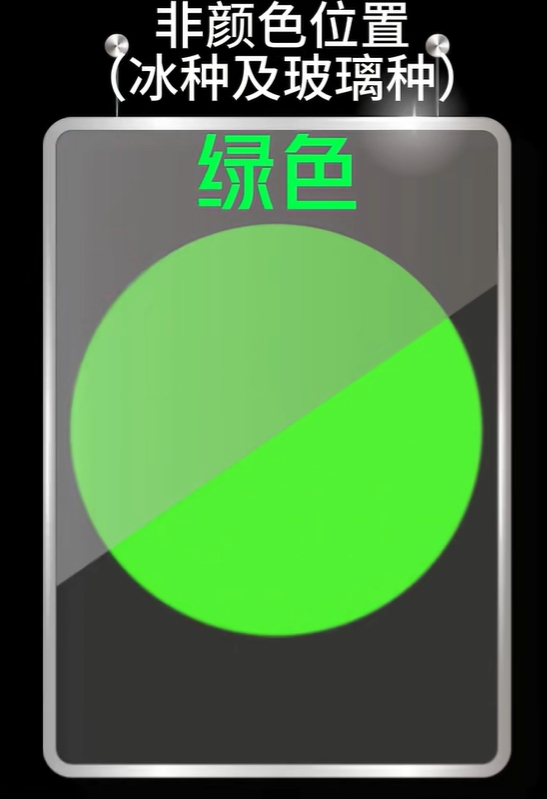 图3 冰种或玻璃种被色映成绿色