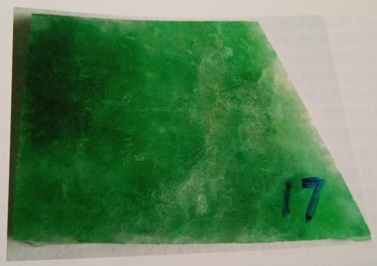 图16 满豆色翡翠薄片鉴定17号样本